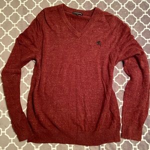 Express Maroon V-Neck Sweater